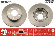 DF1687 TRW - TARCZA HAM. PRZEDNIA WENTYLOWANA GIRLING! ┘263*22.0