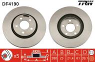 DF4190 TRW - TARCZA HAM. PRZEDNIA (280X23MM) CHRYSLER PT CRUISER 06/00-