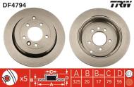 DF4794 TRW - TARCZA HAM. TYLNA 325,2X20,1MM LAND ROVER DISCOVERY III 04- RANGE ROVER SPORT 2.7 TDVM