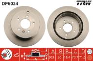 DF6024 TRW - TARCZA HAM. TYLNA 303X20MM CHEVROLET CAPTIVA 2006=> OPEL ANTARA 2006=>