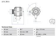 0986047250 BOSCH - ALTERNATOR 