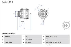 0986049221 BOSCH - ALTERNATOR 