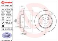 08.A737.11 BREMBO - TARCZA HAM. TYLNA UV MERCEDES W204 C-KLASA 07- TYŁ