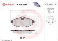 P61074 BREMBO - KLOCKI HAM. PRZEDNIE CITROEN C3 1,1-1,4HDI 02-